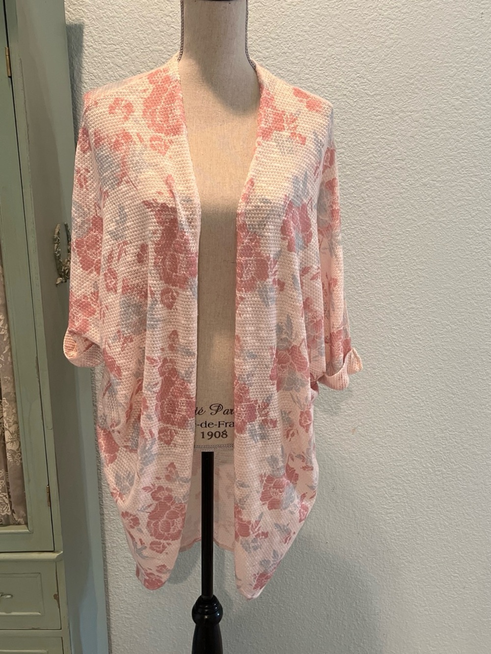 Mudd Pale Pink Sheer Open Knit Cardigan